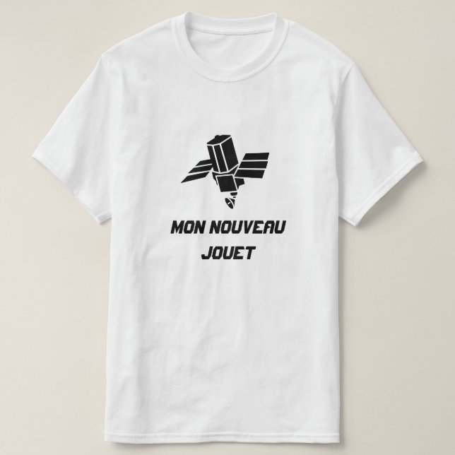 Camiseta Satélite Spy com texto Mon nouveau jouet (Frente do Design)