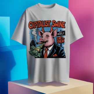 Camiseta Satírica Suína Capitalista