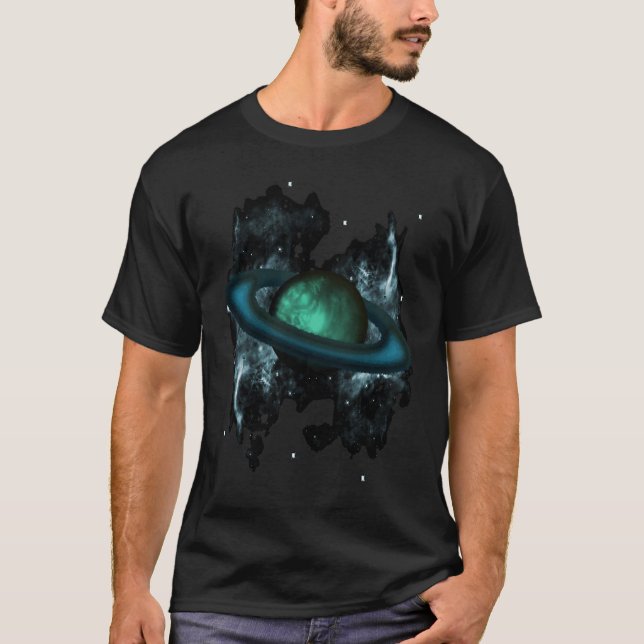 Camiseta Saturn gosta do planeta rodeado com estrelas e (Frente)