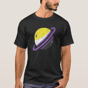 Camiseta Saturn Nonbinary Flag Lgbt Igualdade Agender Non B