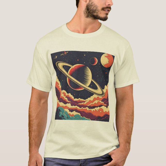 Camiseta Saturno sobre o Horizonte Fiery (Frente)