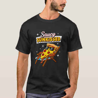 Camiseta Saucy Sunkissed Pizza Slice Summer Fun Cartoon
