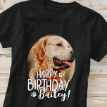 Camiseta Saudação de Aniversário da Foto Personalizada de P<br><div class="desc">A design é moderna e simples. Adicione uma foto personalizada do seu animal de estimação e adicione seu nome,  adicione uma mensagem personalizada</div>