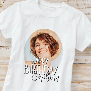 Camiseta Saudação de Aniversário da Foto Personalizada e Le