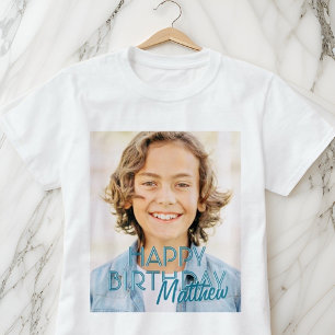 Camiseta Saudação de Aniversário de Fotografia Personali