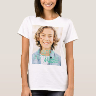 Camiseta Saudação de Aniversário de Fotografia Personali