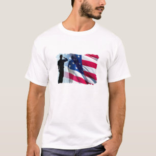 Camiseta Saudação militar do dia de veteranos a bandeira