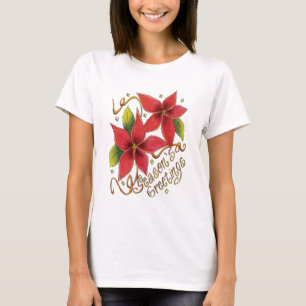 Camiseta Saudações da temporada de Natal adorável com poins