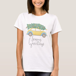 Camiseta Saudações de Fim de Ano Carro & Árvore