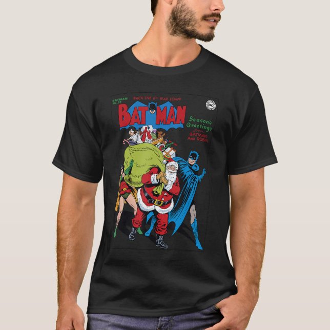 Camiseta Saudações de Natal da DC Comics de Batman e Robin (Frente)
