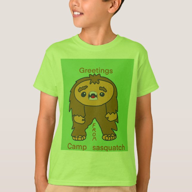 Camiseta Saudações do acampamento sasquatch (Frente)