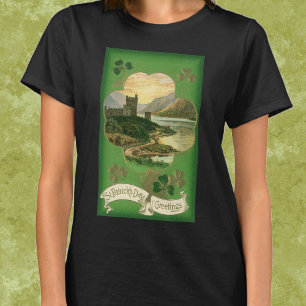 Camiseta Saudações do Dia de São Patrício Vintage Castelo S
