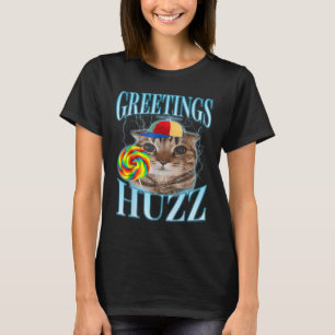 Camiseta Saudações do Meme do Gato Chupeta Huzz Divertido G