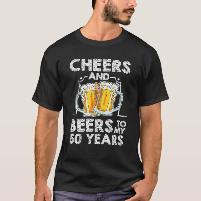 Camiseta Saudações E Cervejas Aos Meus 50 Anos 50º Aniversá (Frente)