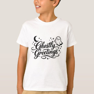 Camiseta Saudações Fantasmagóricas Arte de Halloween Chic e