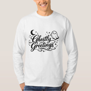 Camiseta Saudações Fantasmagóricas Arte de Halloween Chic e