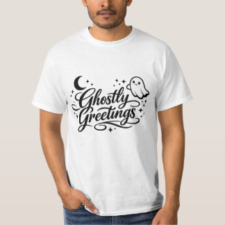 Camiseta Saudações Fantasmagóricas Arte de Halloween Chic e