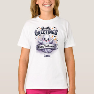 Camiseta Saudações Felizes Feliz Halloween Ghost