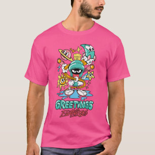 Camiseta Saudações Marvinhe Marciano Terráqueos Pequeno ami