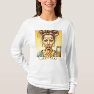 Camiseta Saudações Mulher engraçada segurando uma cerveja