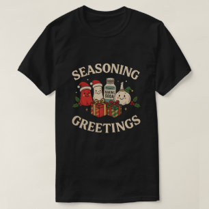 Camiseta Saudações Temperadas Design Divertido de Natal par