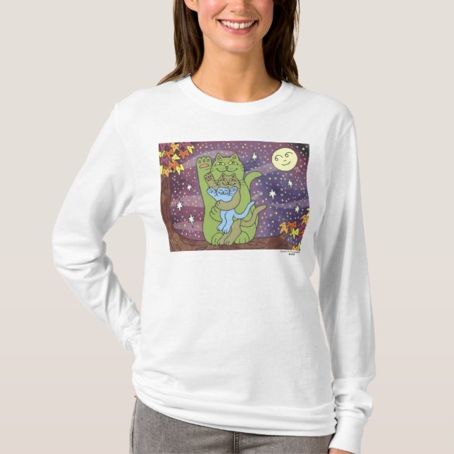 Camiseta Saudável, rico, & sábio em uma noite do outono (Frente)