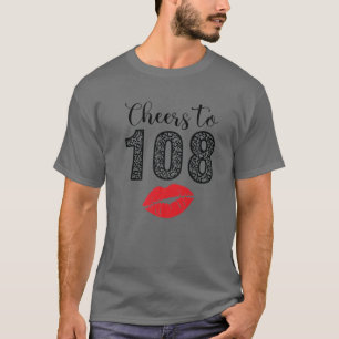 Camiseta Saúde A 108 Anos Lábios Feliz Aniversário Leopa