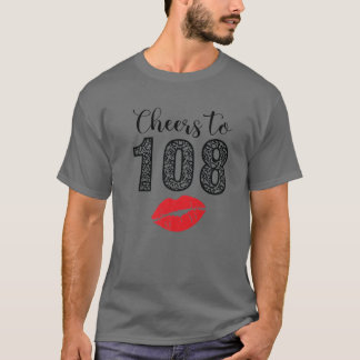 Camiseta Saúde A 108 Anos Lábios Feliz Aniversário Leopard