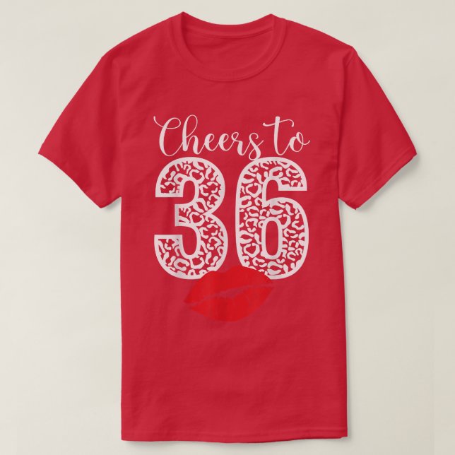 Camiseta Saúde a 36 anos Lábios Feliz Aniversário Bor Leopa (Frente do Design)