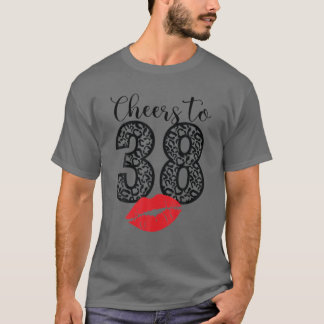 Camiseta Saúde A 38 Anos Lábios Feliz Aniversário Bor Leopa