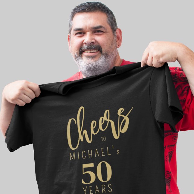 Camiseta Saúde a 50 anos de aniversário preto personalizado (Criador carregado)