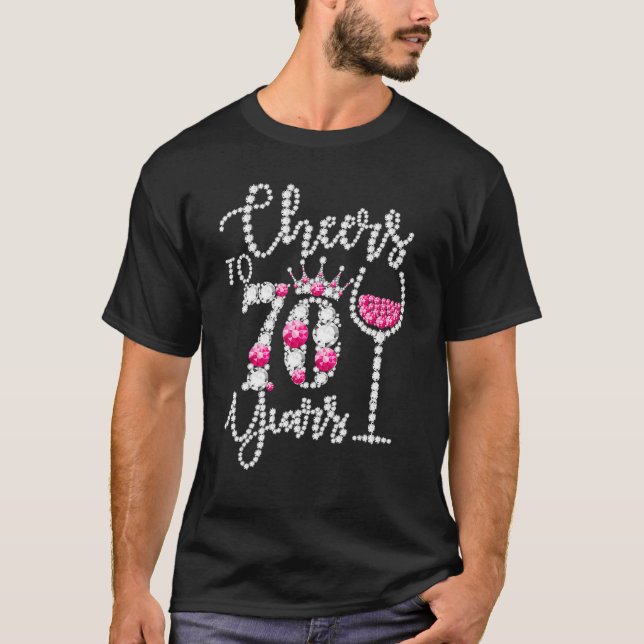 Camiseta Saúde À 70 De 70 Anos Aniversário Da Rainha Bebida (Frente)