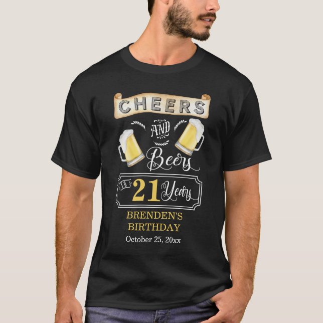 Camiseta Saúde e Cerveja a 21 anos de Festa de aniversário (Frente)
