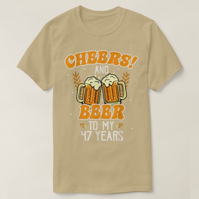 Camiseta Saúde E Cerveja A 47 Anos 47º Aniversário Engraçad (Frente do Design)