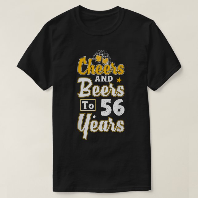 Camiseta Saúde E Cerveja A 56 Anos, Feliz 56 Anos Aniversár (Frente do Design)