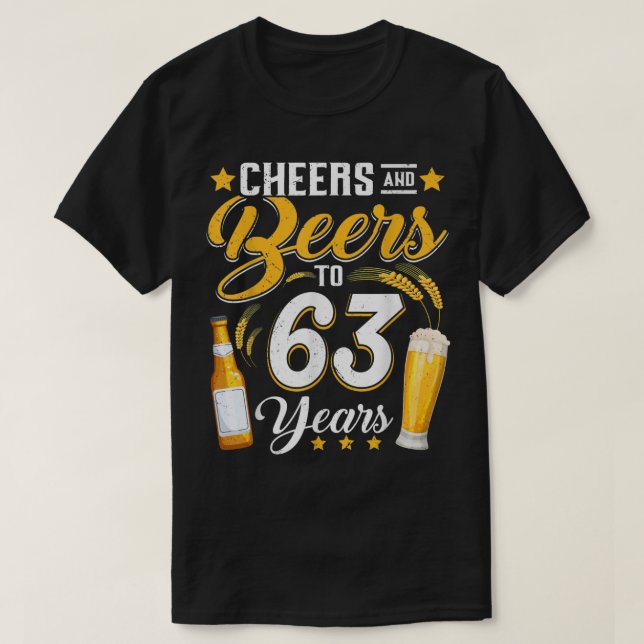 Camiseta Saúde E Cerveja A 63 Anos Engraçado 63º Aniversári (Frente do Design)