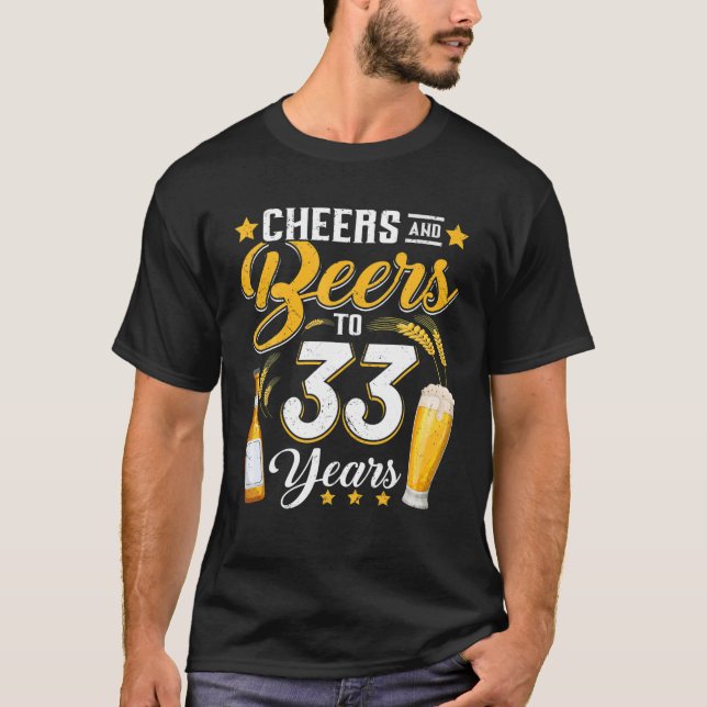 Camiseta Saúde E Cervejas A 33 Anos Engraçado 33º Aniversár (Frente)