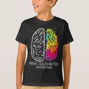 Camiseta Saúde Mental Cérebro Acaba com o Estigma Psiquiatr