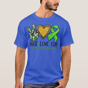 Camiseta Saúde Mental Consciência Paz Amor Curto Rótulo Ver