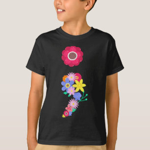 Camiseta Saúde Mental da Flor do Semicolon Evitar Consciênc