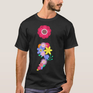 Camiseta Saúde Mental da Flor do Semicolon Evitar Consciênc