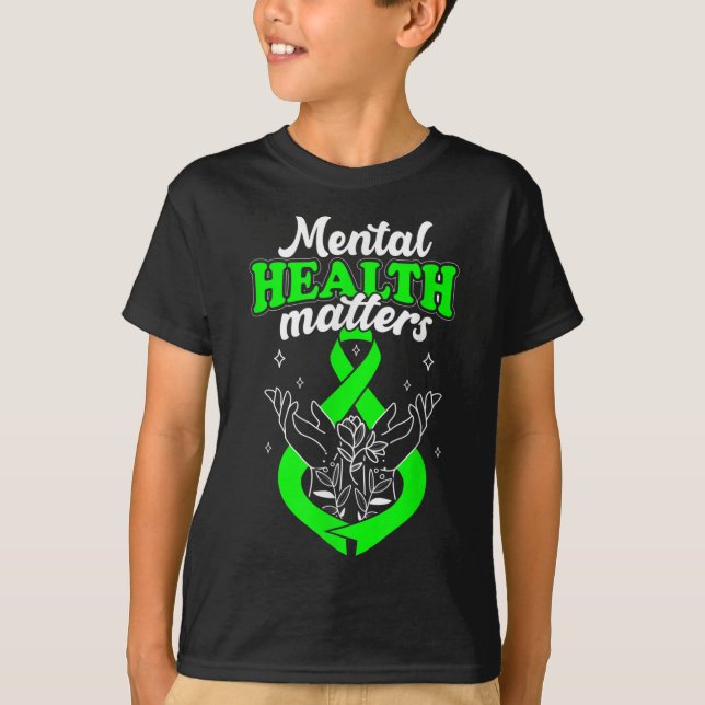 Camiseta Saúde Mental Flores Conscientes Mulheres (Frente)