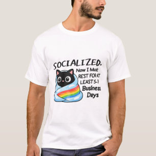 Camiseta Saúde Mental Gato Preto Socializado Descanso 5-7 D