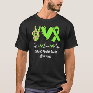 Camiseta Saúde Mental Mundial WMH Paz Amor Verde limão Espe