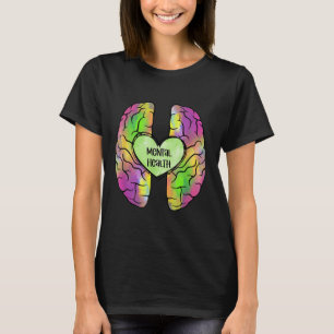 Camiseta Saúde Mental S Arco-Íris Cérebro Saúde Mental Awar