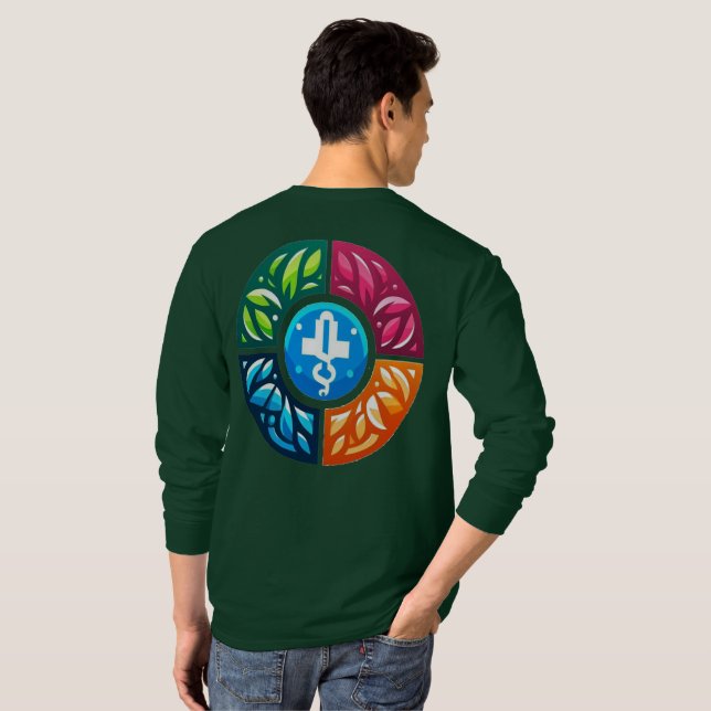 Camiseta Saúde para todos, Tudo para Saúde Básica Longa Cap (Parte Traseira Completa)