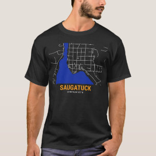 Camiseta Saugatuck Michigan - Mapa Estilizado, Souvenir Tur