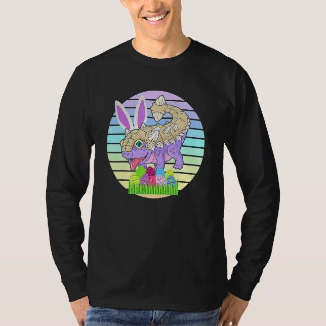 Camiseta Saurus dinossauro coelhinho de orelhas Páscoa Dino (Frente)
