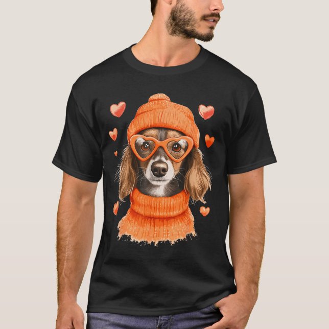 Camiseta Sausage Dog Heart Doxie Girl Valentine's Day Women (Frente)
