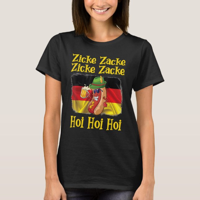 Camiseta Sausage Drinking German Beer Zicke Zacke Zicke Zac (Frente)